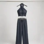 Tensel Denim Halter Yaka Takım