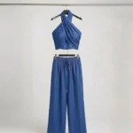 Tensel Denim Halter Yaka Takım